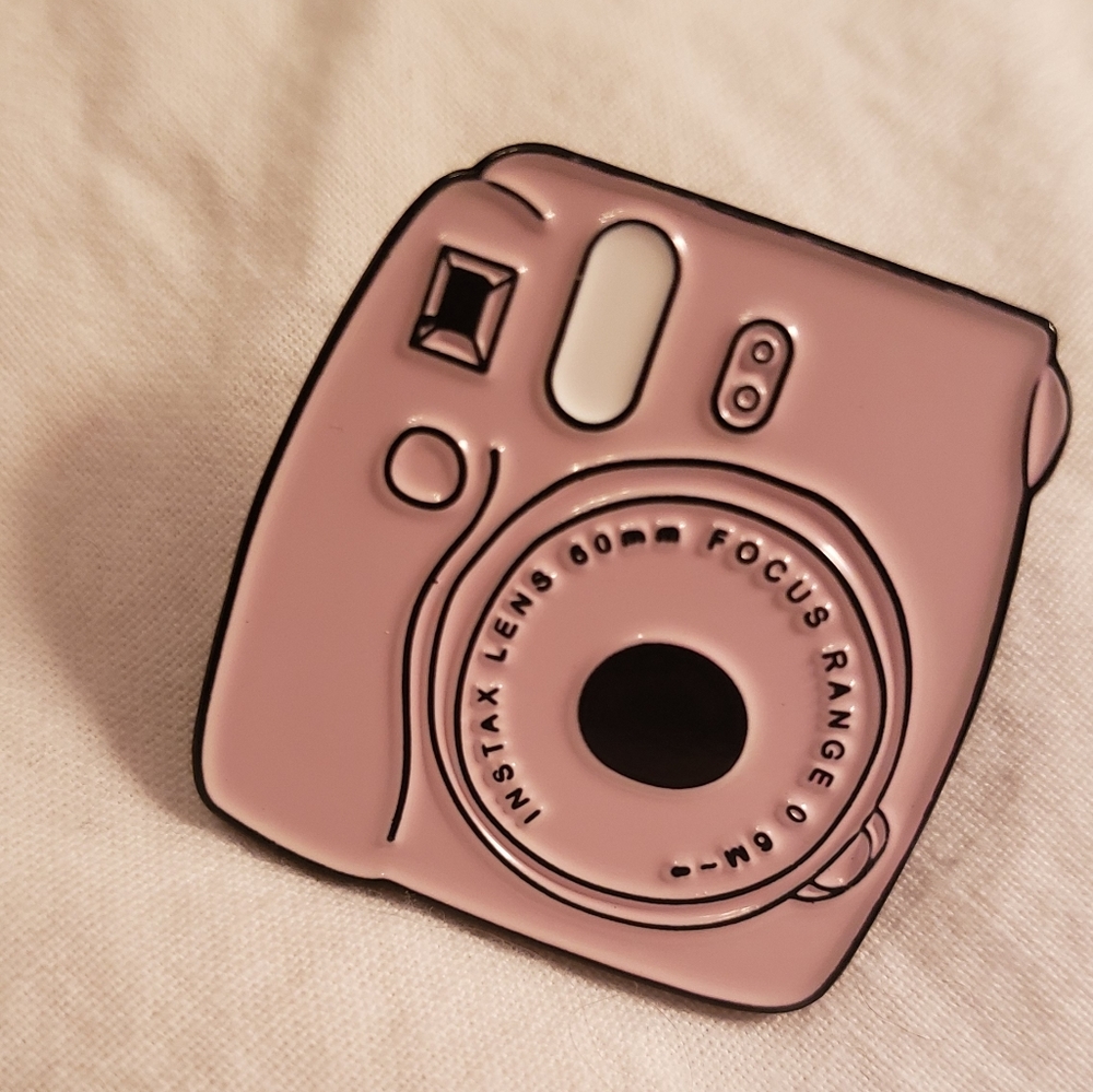 3/$20 pin sale!!  Retro pink camera pin
